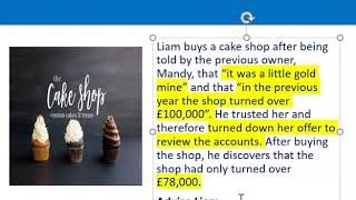 How to apply misrepresentation Liam cupcake scenario [upl. by Mintun]