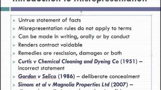 Misrepresentation Lecture 1 of 4 [upl. by Klimesh898]